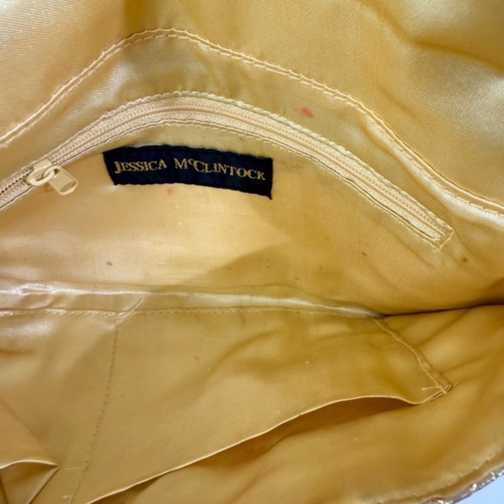 Jessica McClintock Gold Snake Embossed Metallic Clutch Evening Bag - Picture 9 of 12